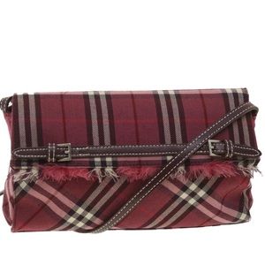 BURBERRY RED NOVA CHECK TOTE BAG